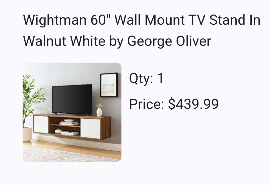 60" Wall Mount TV Stand In Walnut White - photo 4