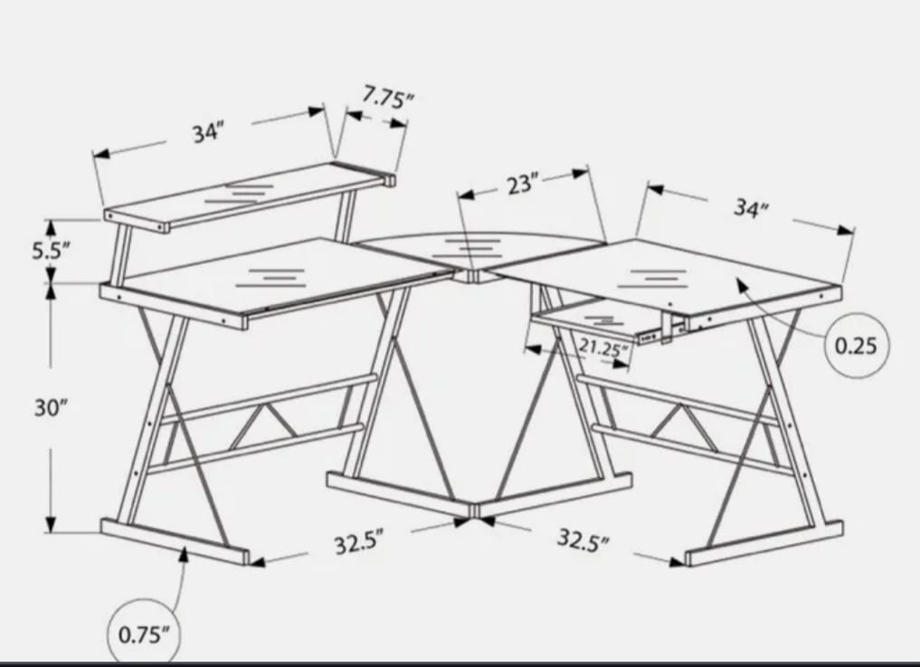 Modern L-Shape Desk (Metal and Glass) image indicator(2)