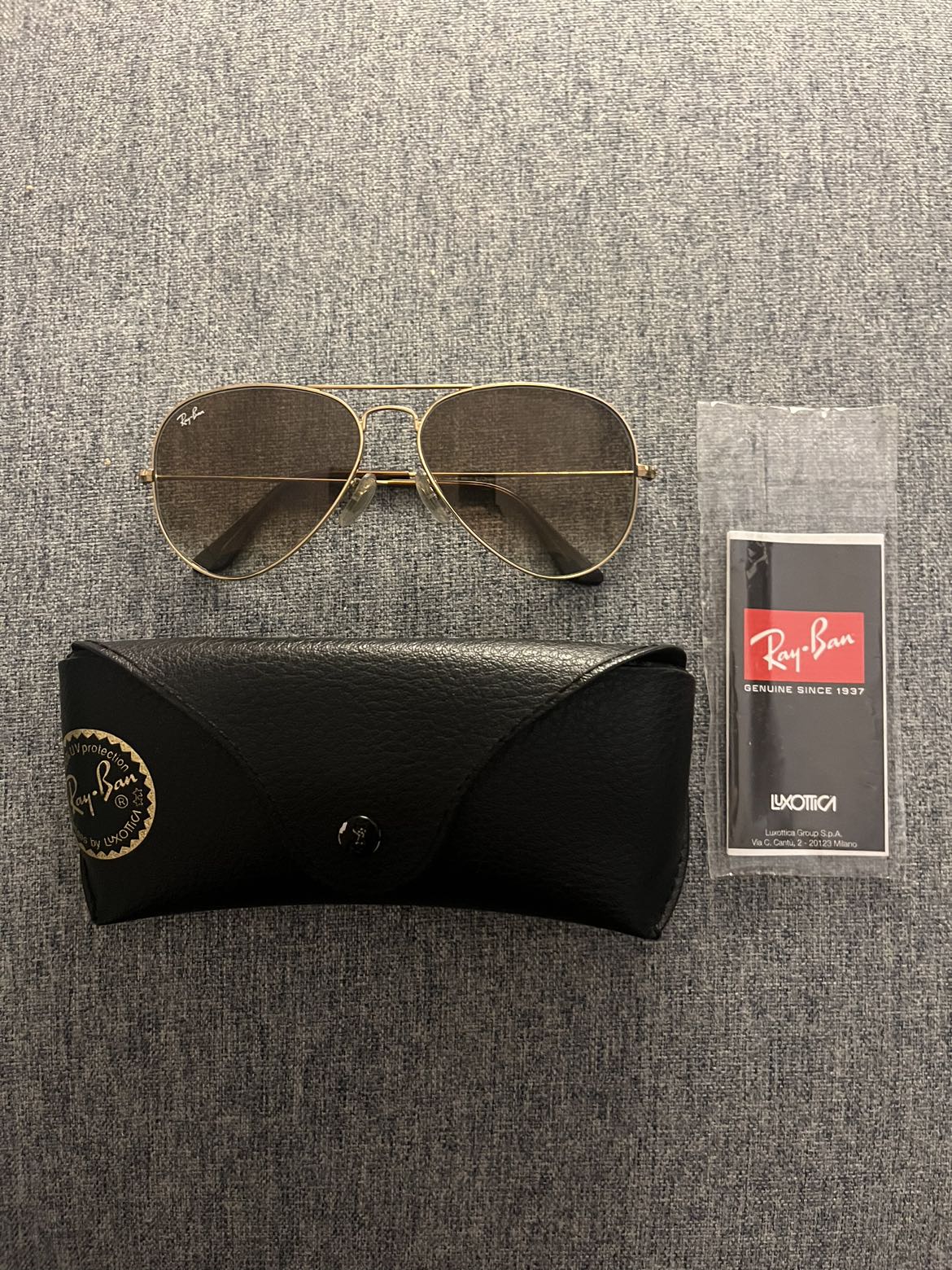 Ray-Ban Gold and Light Brown Sunglasses - Excellent Condition thumbnail