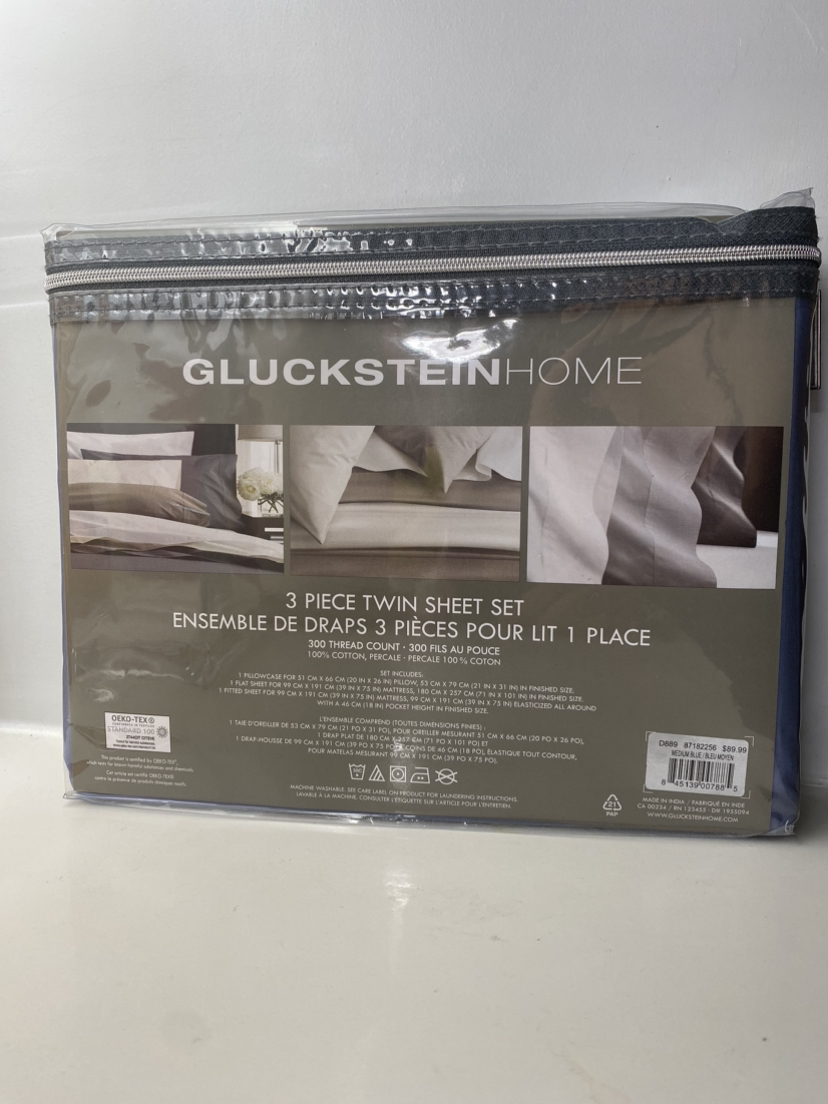 Gluckstein Home 300 Thread Twin bed sheet set - blue