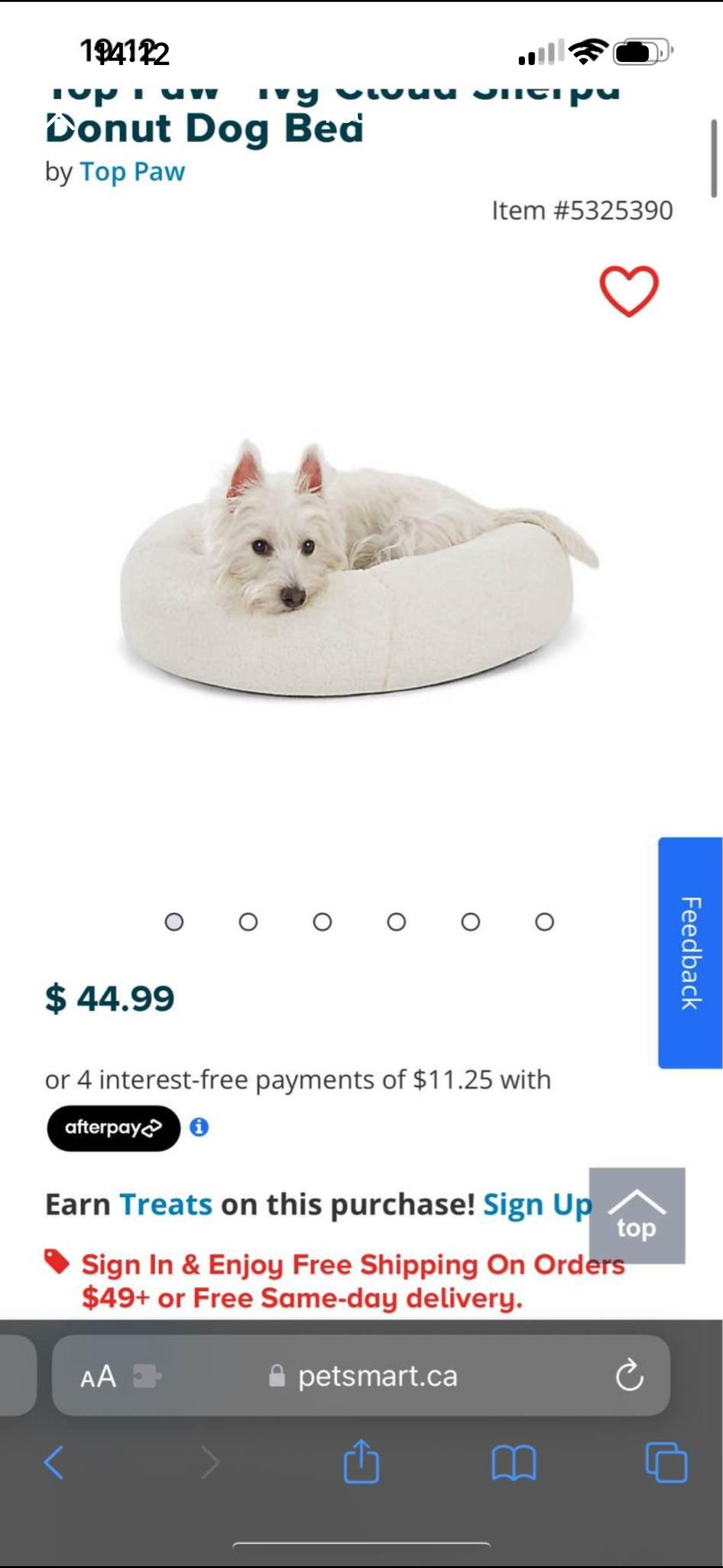 18 inches Dog Bed (small hole*)