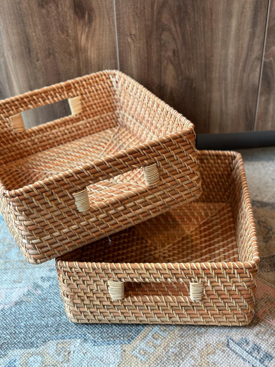 MUJI rattan square baskets (2) thumbnail
