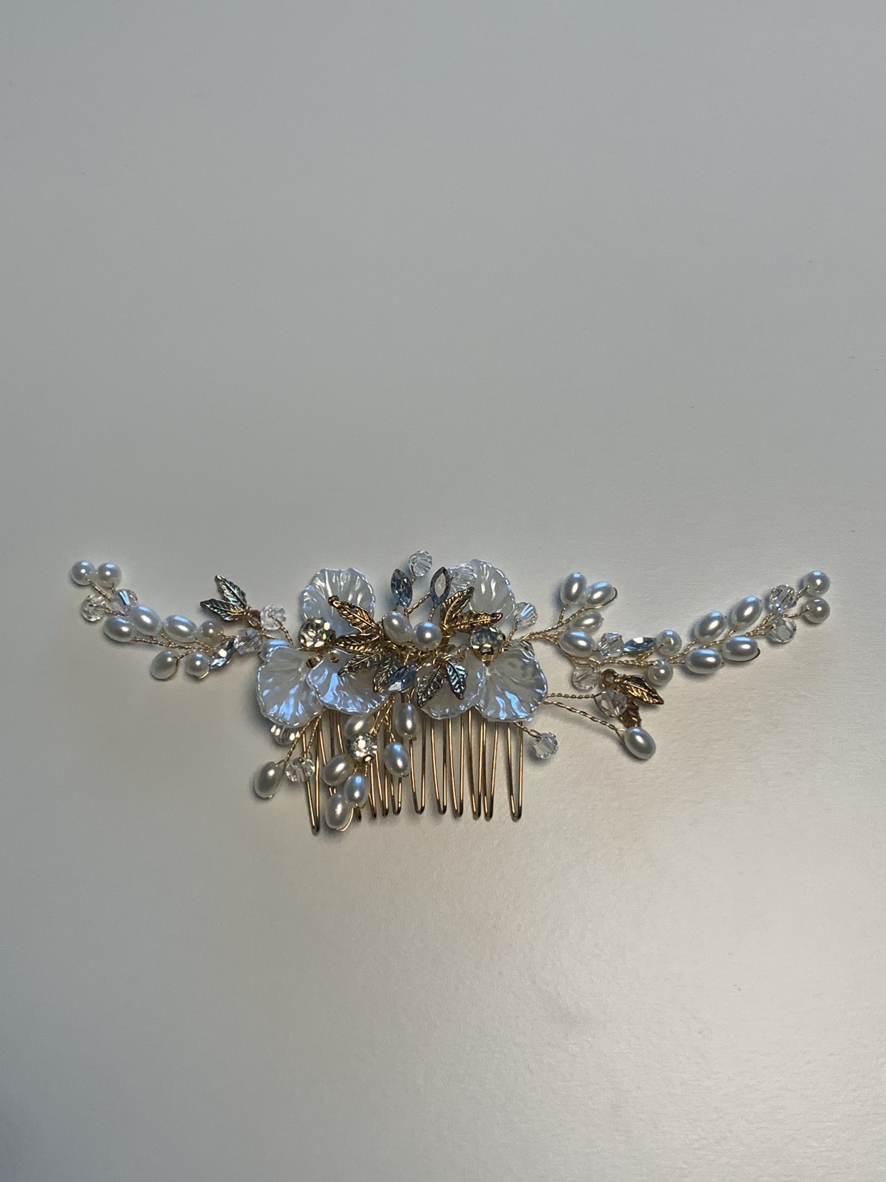 Bridal/prom hair comb accessories- gold, faux pearl, rhinestones