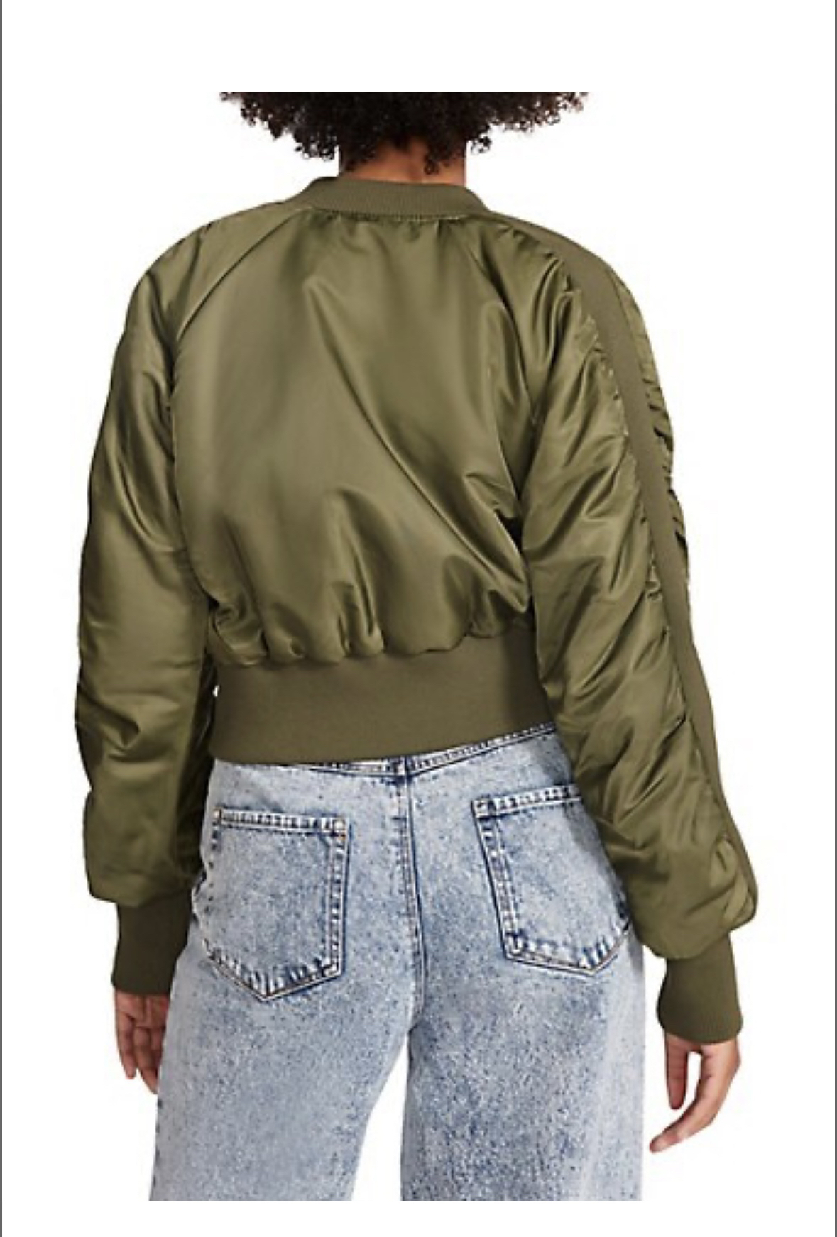 (s) ribbed knit cropped bomber jacket image indicator(2)