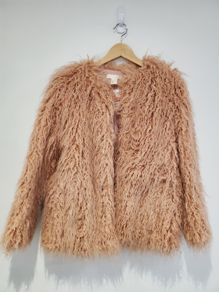 NWT faux fur dusty rose jacket size xs 🥕 thumbnail