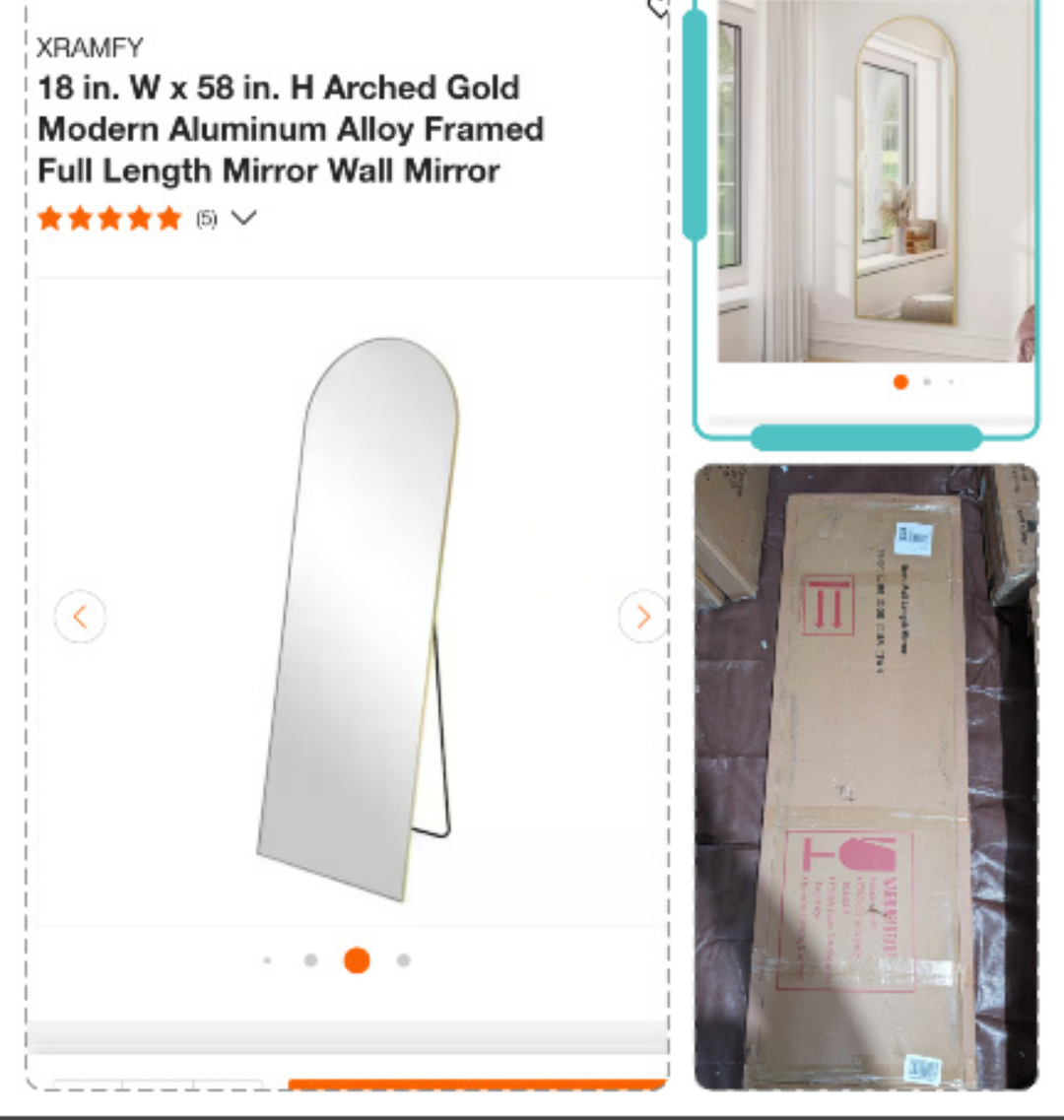 58"x18" Arched Full Length Mirror