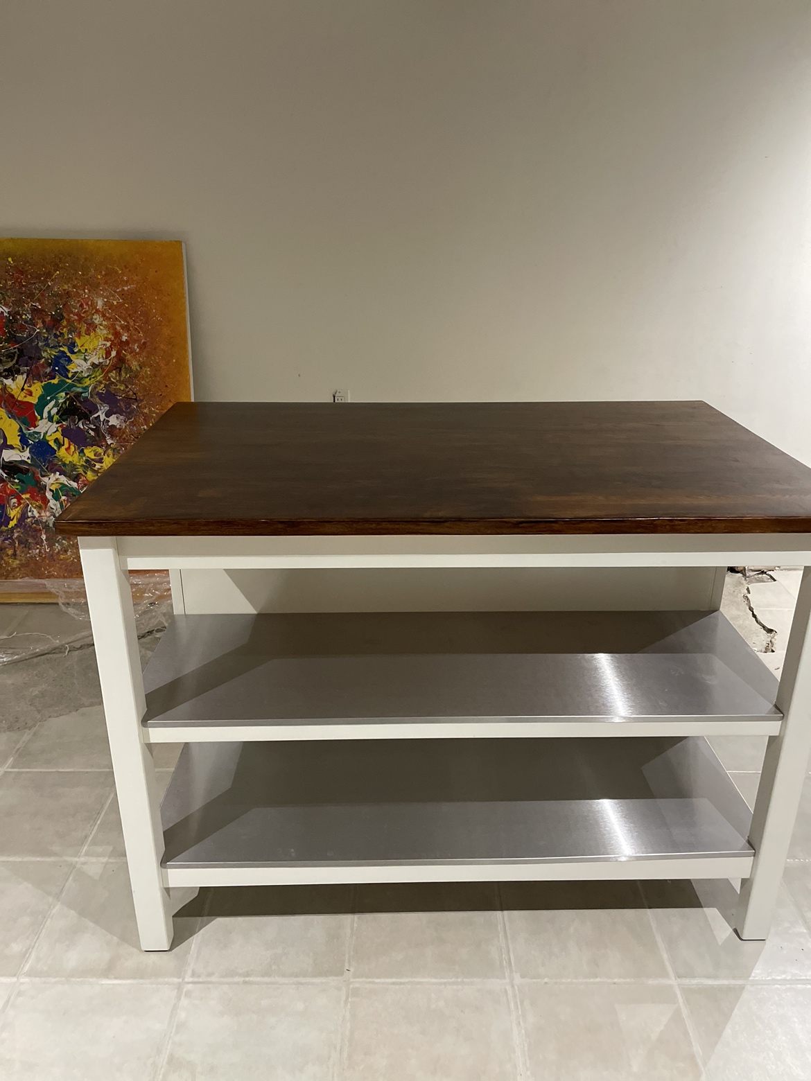 IKEA movable kitchen island butcher block stainless steel thumbnail
