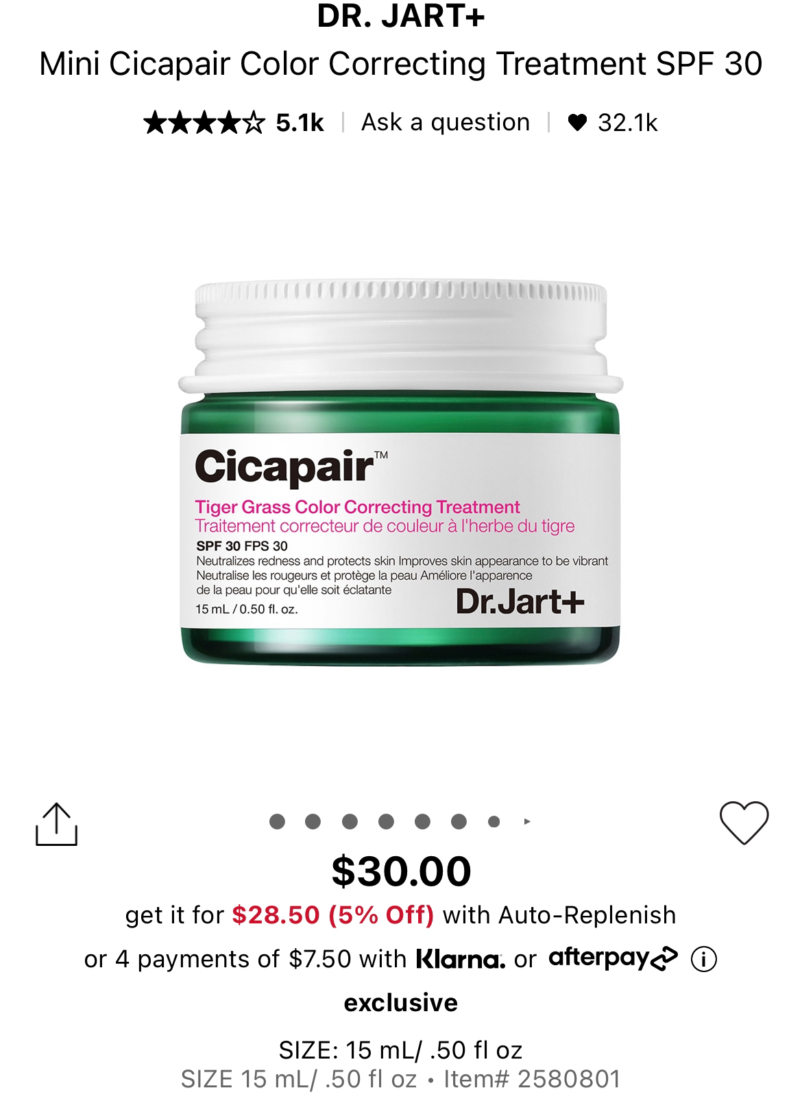 Brand new* Dr. Jart Cicapair color correting treatment cream thumbnail