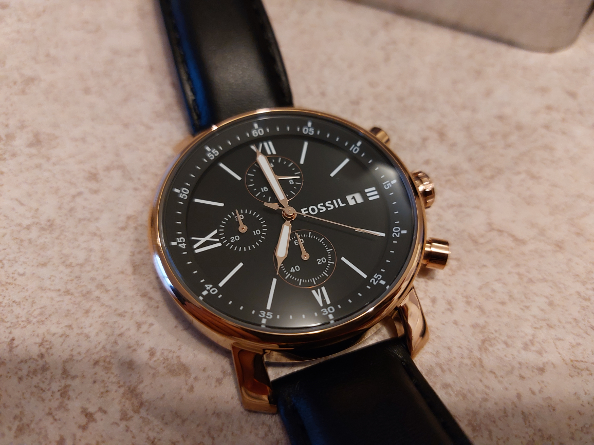 Fossil watch Leather Navy Blue New