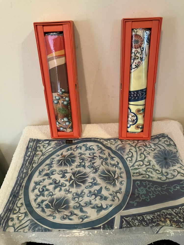 3 Brand New Large Beijing Silk Scarves 42 x 42