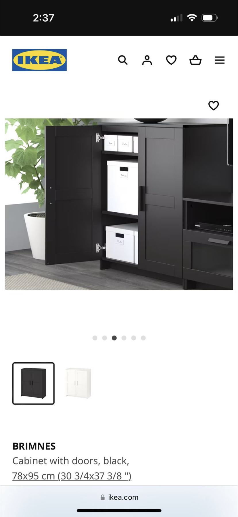 Black cabinet with doors IKEA - photo 3