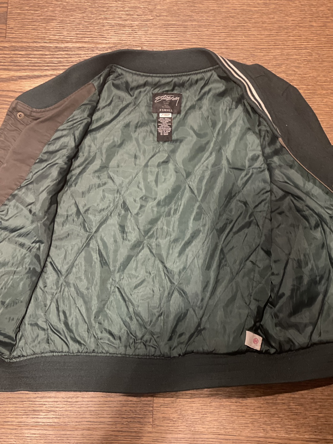 STUSSY vintage Green Varsity Letter Jacket XS Women’s Rare image indicator(5)