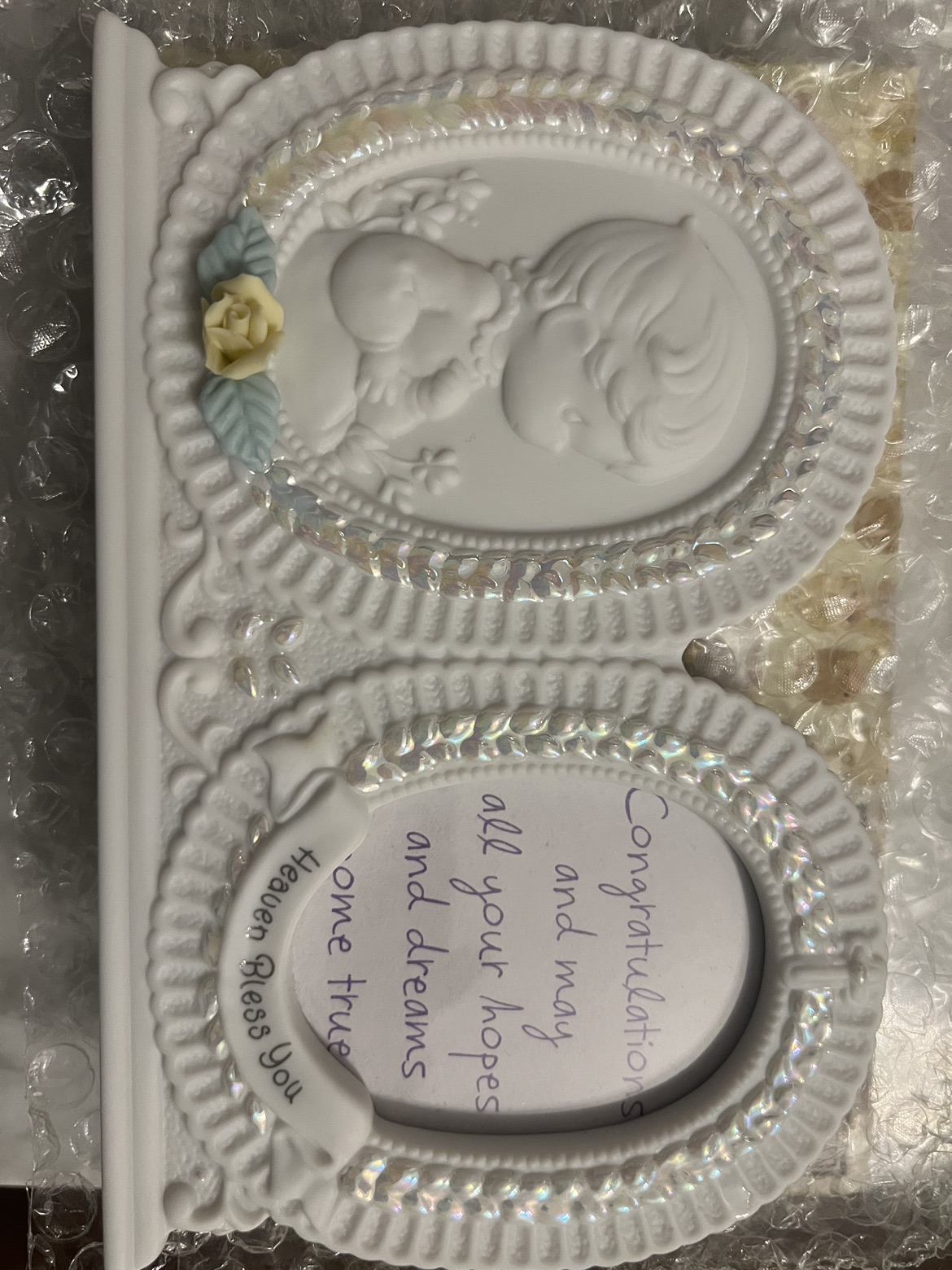 Baptism / Christening porcelain photo frame - Precious Momemts image indicator(3)