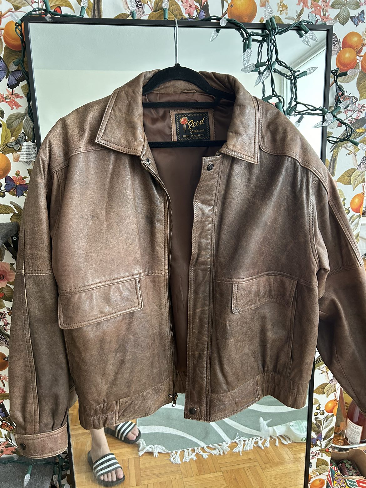 Vintage Oversized Brown Leather Jacket