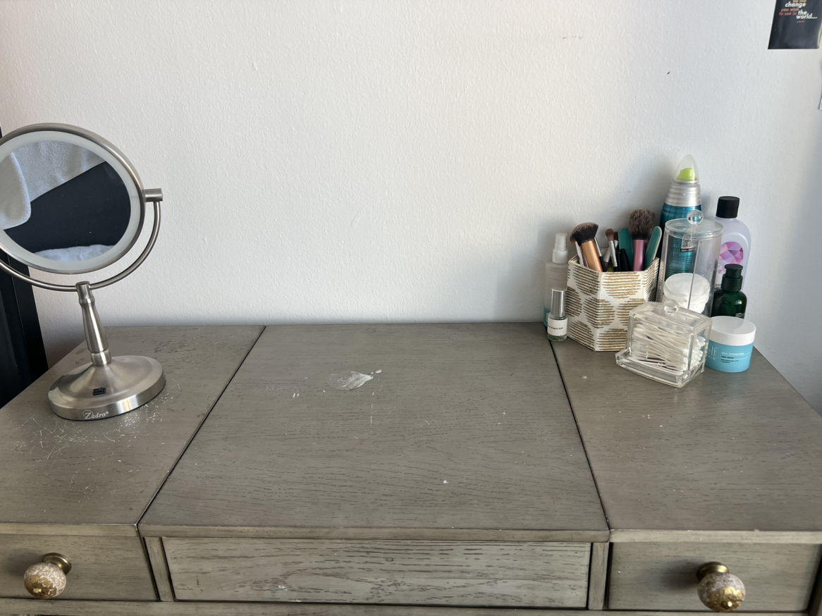 Vanity with stool- gray with mirror details - photo 5