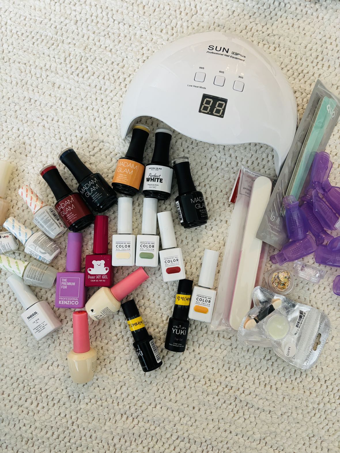 Nail Lamp with Gel polish, tools and gems thumbnail