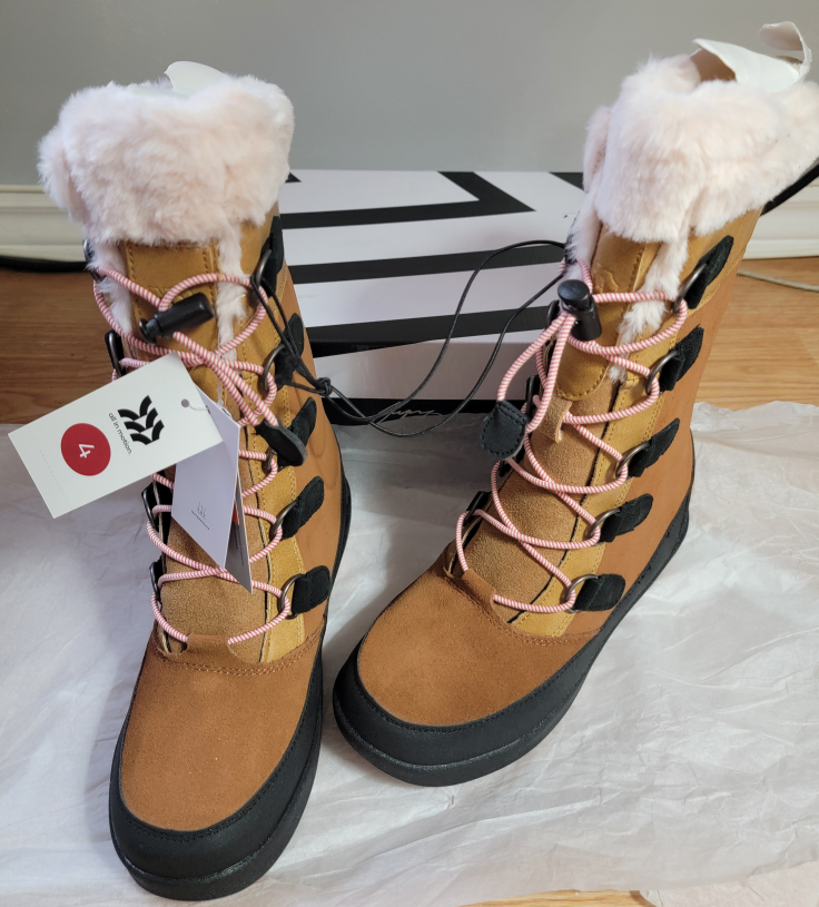 Toggle easy tie, All in Motion GIRLS Winter Boots Faux Fur NEW thumbnail