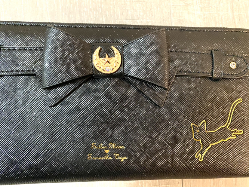 Black Luna sailor moon wallet gold sparkles new anime cosplay image indicator(4)