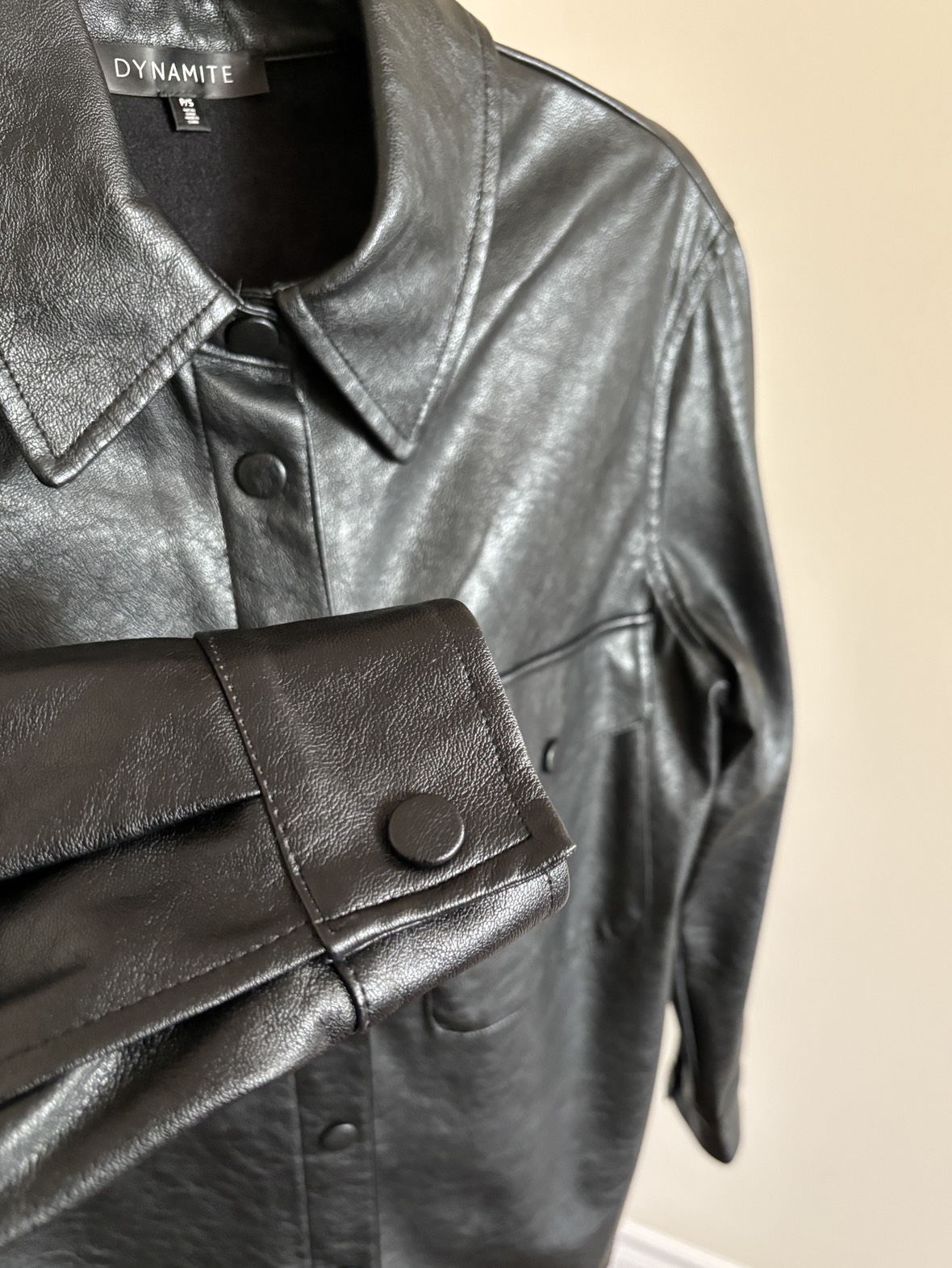 Dynamite Faux Leather Shirt (Size: S) - photo 3