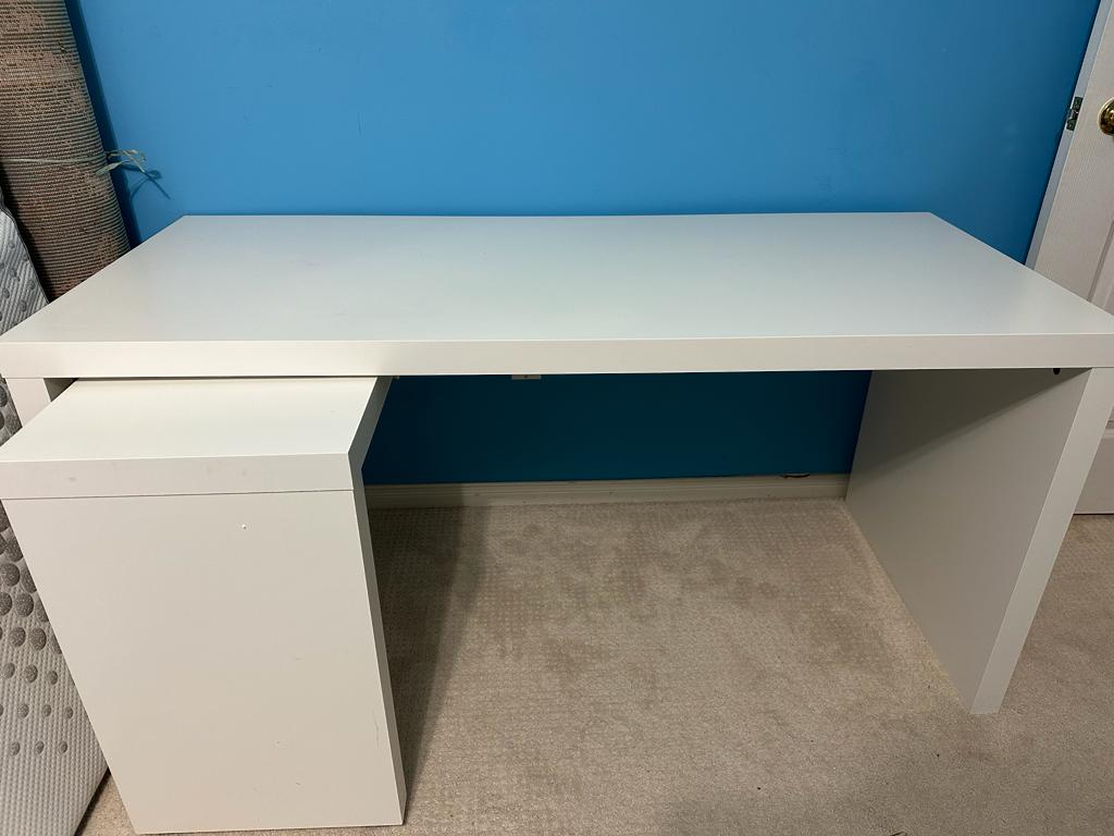 IKEA white working desk with removable side extension