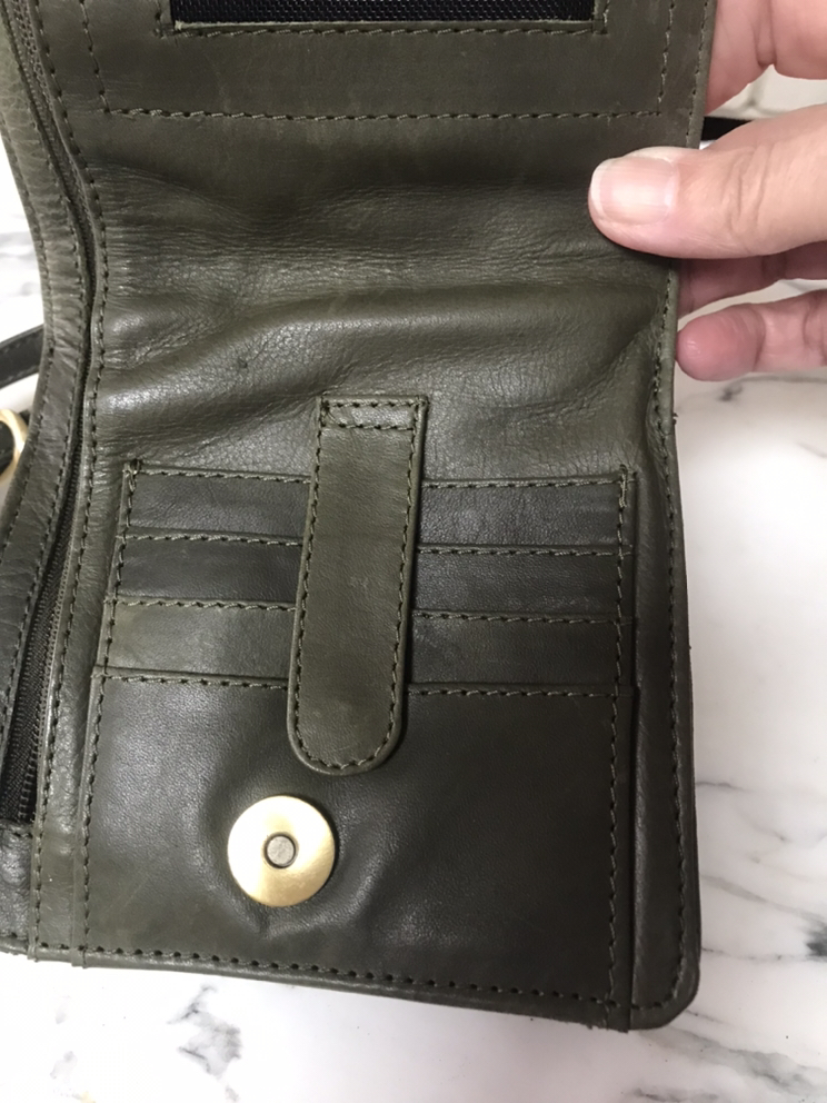 Leather Crossbody Bag.  Khaki. image indicator(6)
