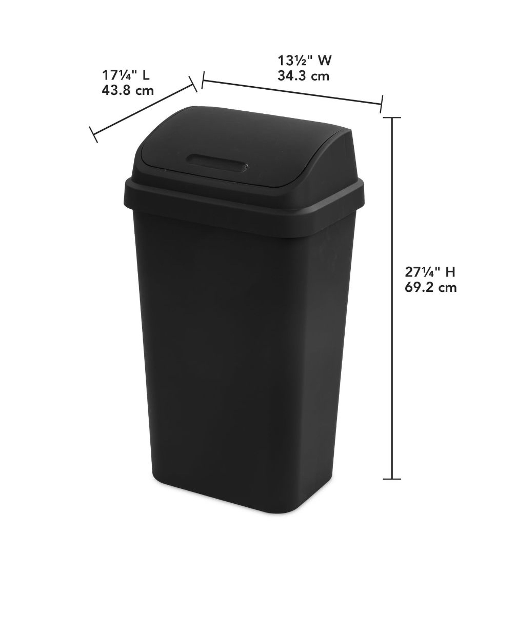Sterilite 13 Gal. Swing Top Wastebasket Plastic, Black - photo 2