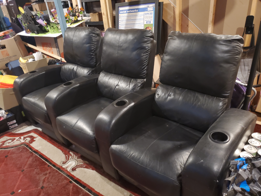 pleather reclining theatre couch