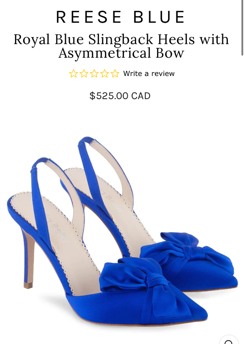 REESE BLUE Royal Blue Slingback Heels with Asymmetrical Bow