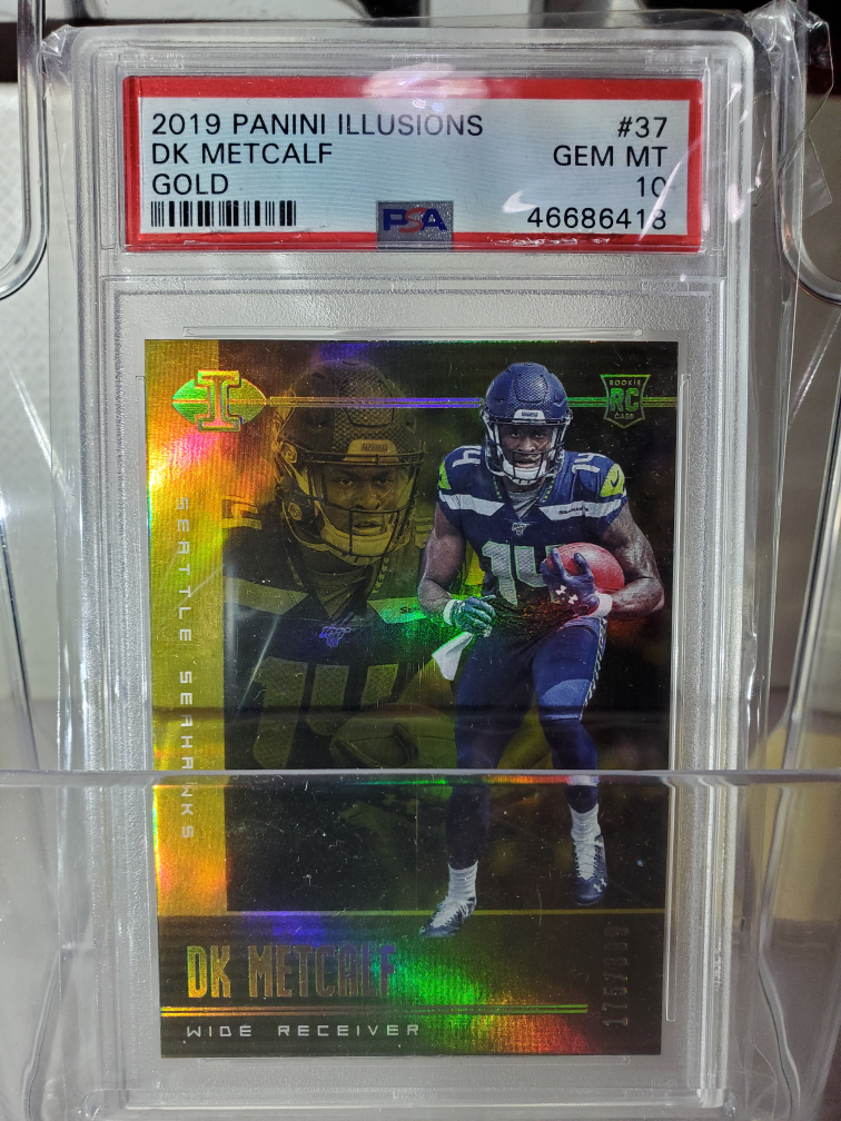 NFL Steelers WR DK Metcalf ~ Rookie. /399 (PSA 10!) Seahawks image indicator(2)