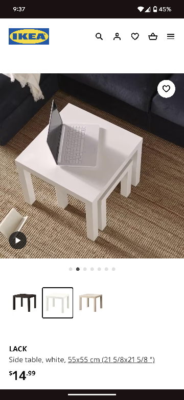 White Ikea Lack Table