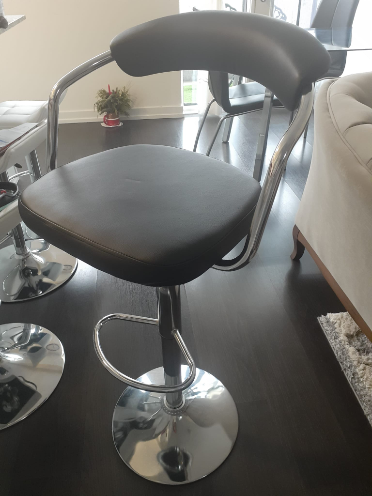 Swivel Adjustable Bonded-Leather Bar Stools