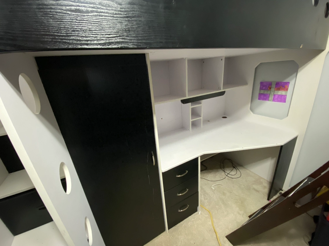 Loft Bed, +Desk, Shelves, Drawers, Closet (Jysk NIKA) Karrot