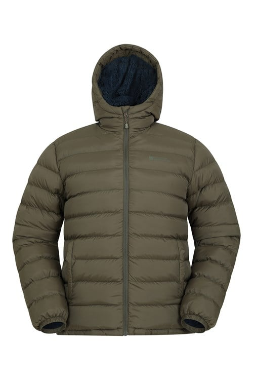 Seasons Mens Fur-Lined Jacket Puffer (Dark Green, Small) thumbnail