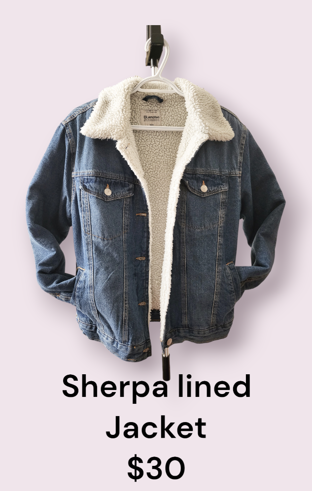 Women's Sherpa lined Denim Jacket- PENDING PU thumbnail