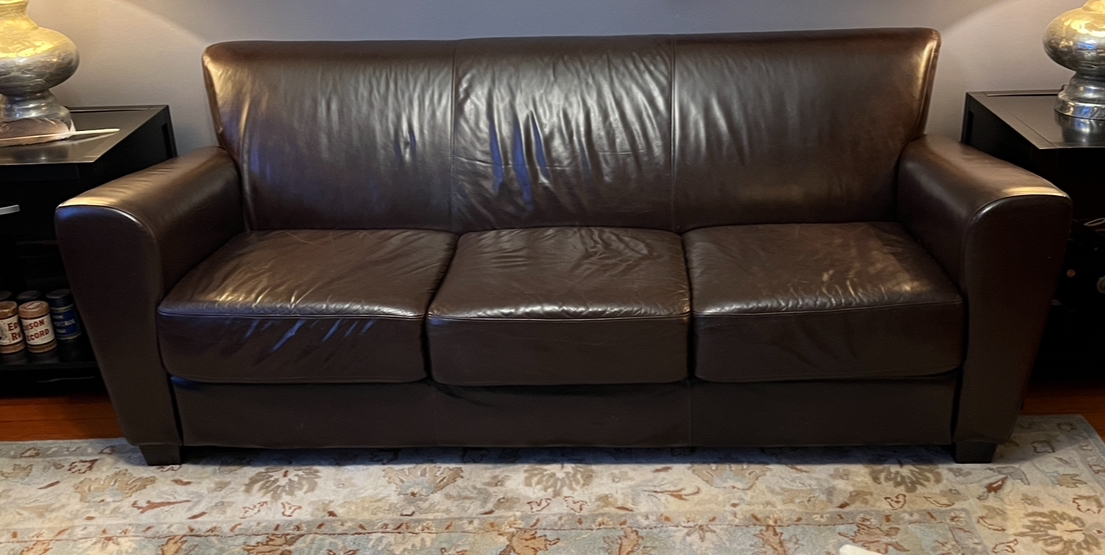 Brown Leather Couch and Chair