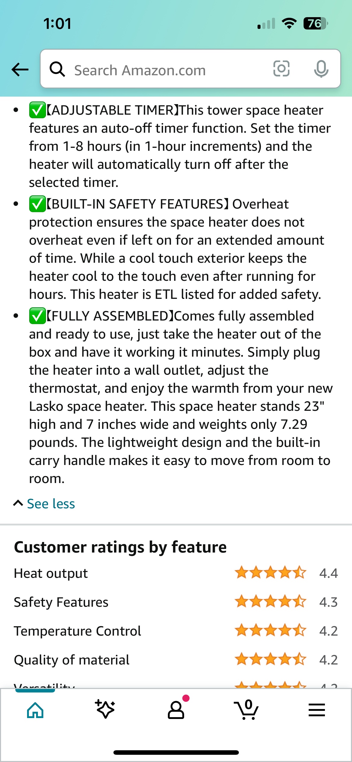Oscillating Tower Heater image indicator(3)