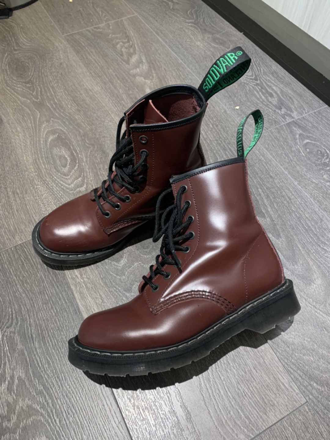 Burgundy Solovair x Doc Martens boots US 6