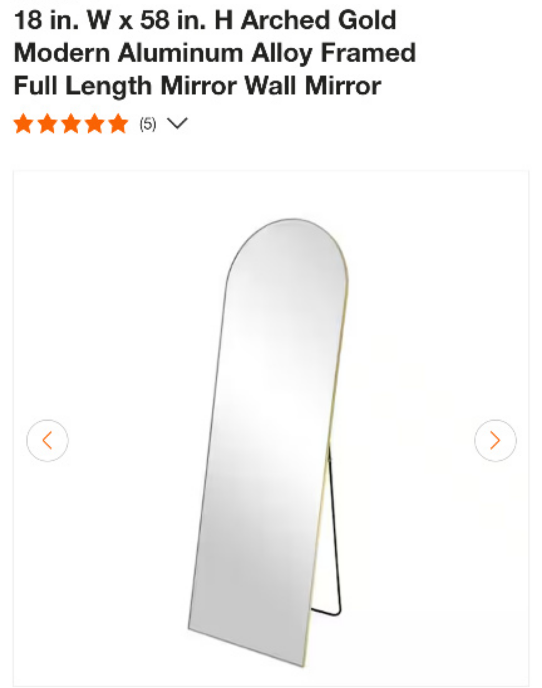 58"x18" Arched Full Length Mirror - photo 2