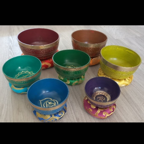 Seven Chakras Tibetan Singing Bowl Set from Nepal