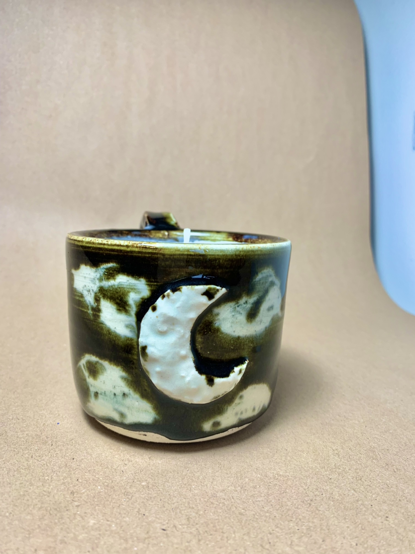 100% Soy candle in vintage glazed clay mug thumbnail