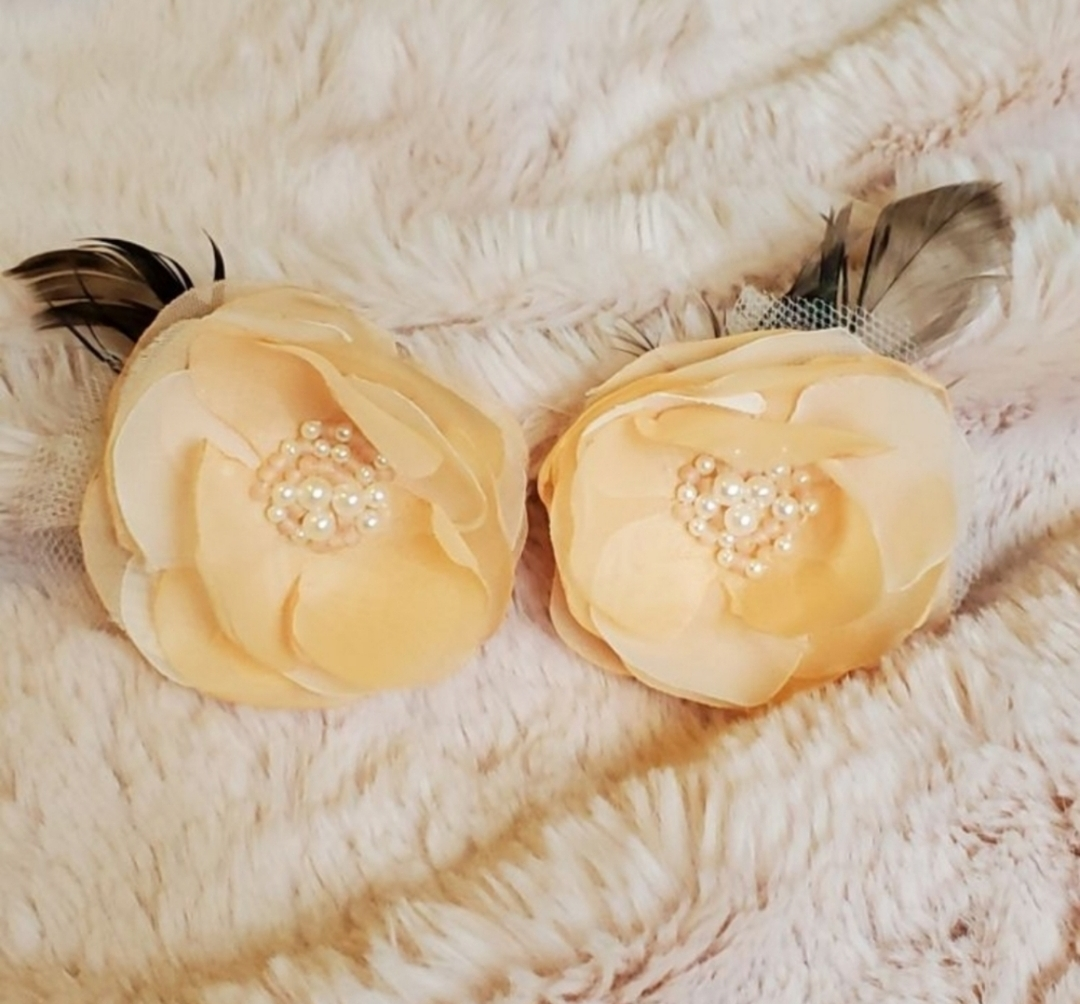 Peach & Pearl Vintage Handmade Shoe Clips image indicator(2)