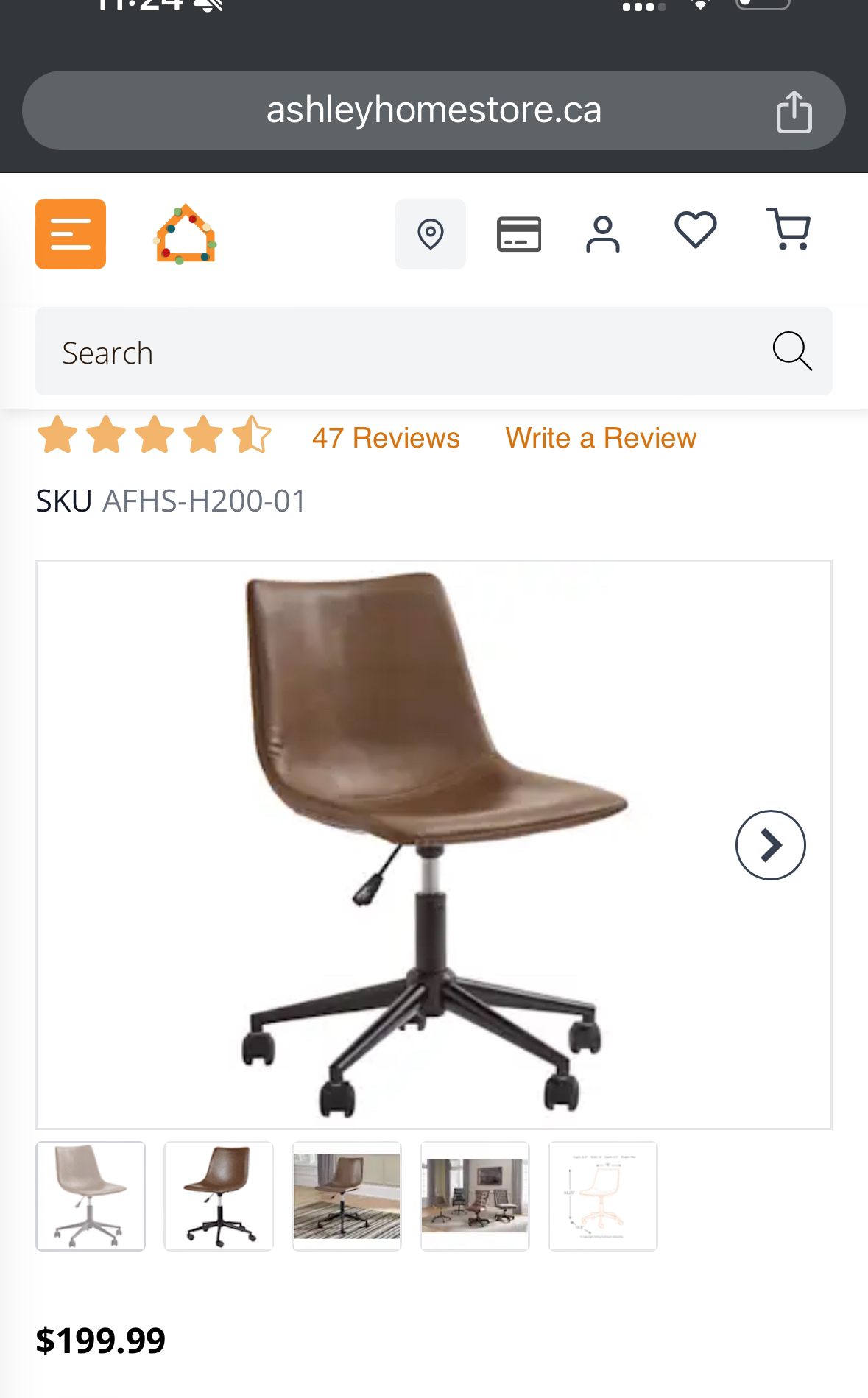 Ashley Office Swivel Desk Chair - Brown - photo 3