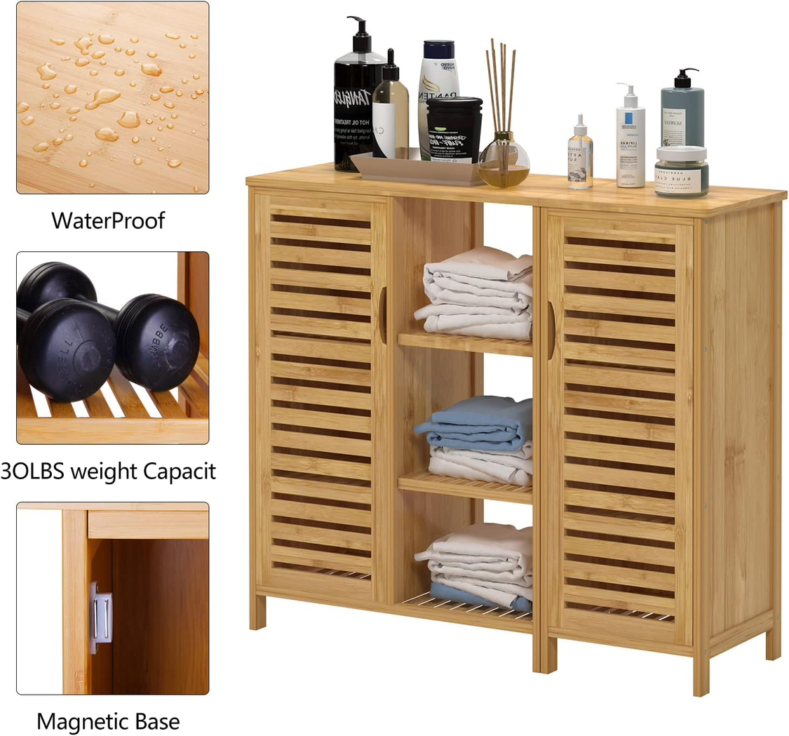 Soges Two Door, Three Shelf Bamboo Cabinet - photo 4