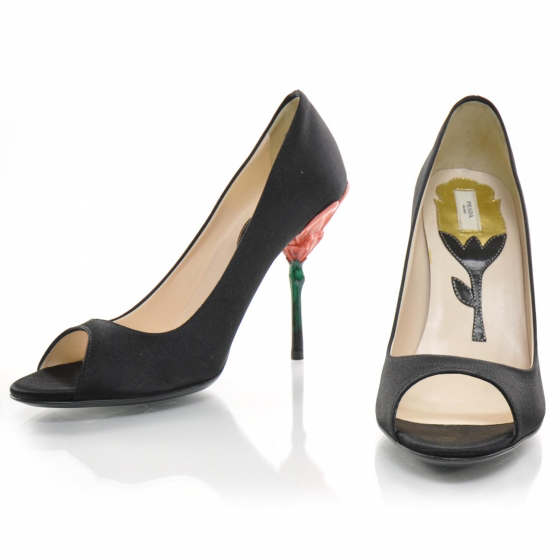 Prada Satin flower heels 36.5 authentic