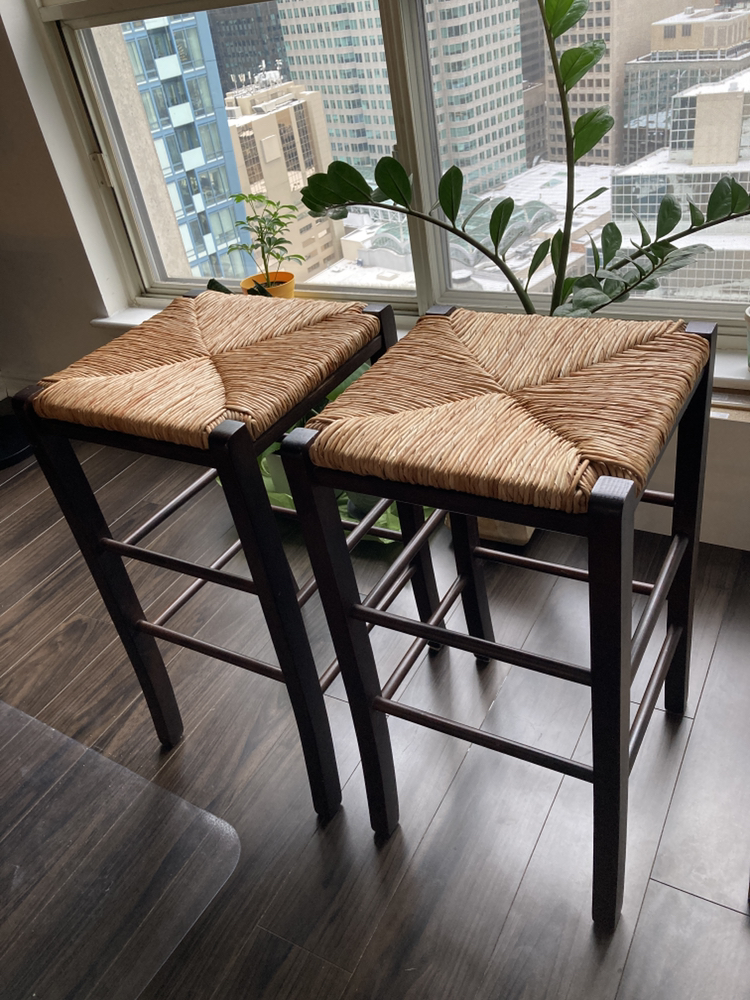 Beechwood Counter Stools with Rattan Seats (2) - photo 3