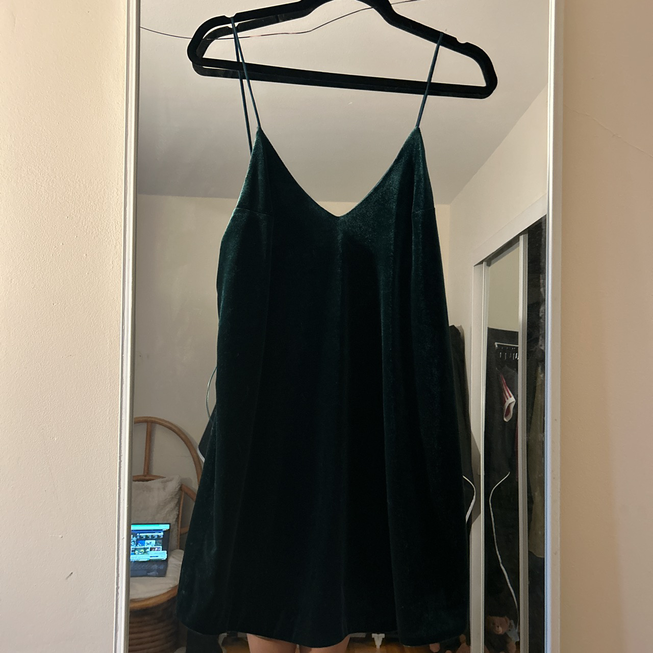 Vintage velvet green dress thumbnail
