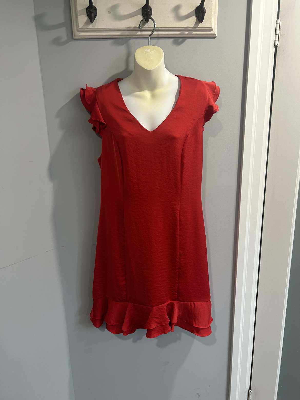Red Satin dress size large new with tags