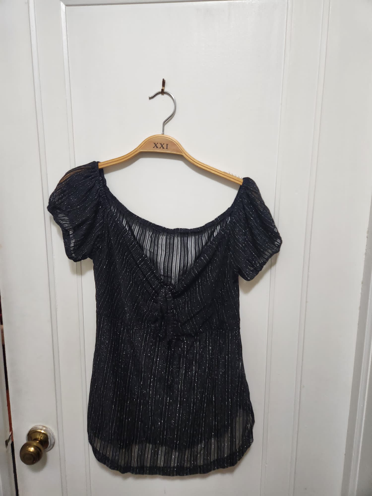 METALLIC BLACK SILVER Mesh Top - photo 2