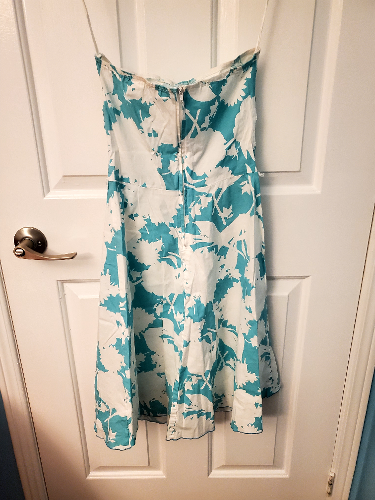 Floral pattern strapless dress image indicator(4)