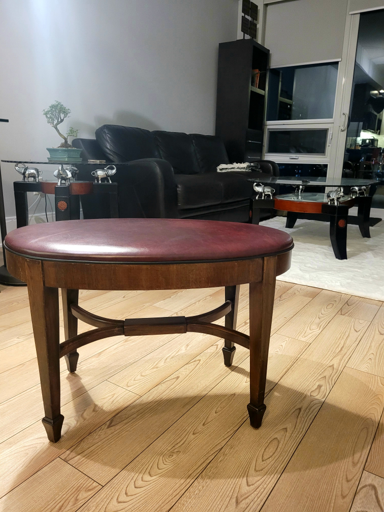 Leather Bench with Walnut base and legs image indicator(2)